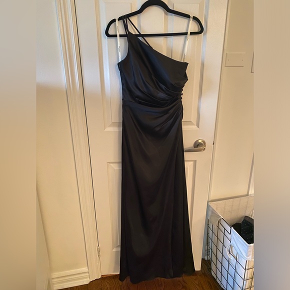 David’s Bridal Charmeuse Draped One-Shoulder Dress (Galina Signature) - Picture 3 of 6